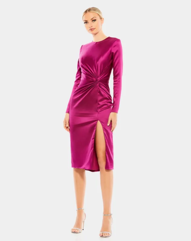 Side Twist Long Sleeve Satin Midi Dress sold by Lord & Taylor