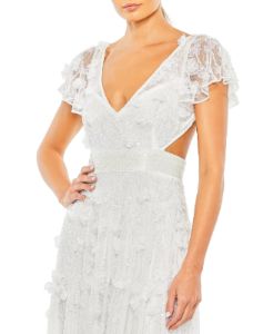 Embellished Lace Up Flowy Gown sold by Lord & Taylor