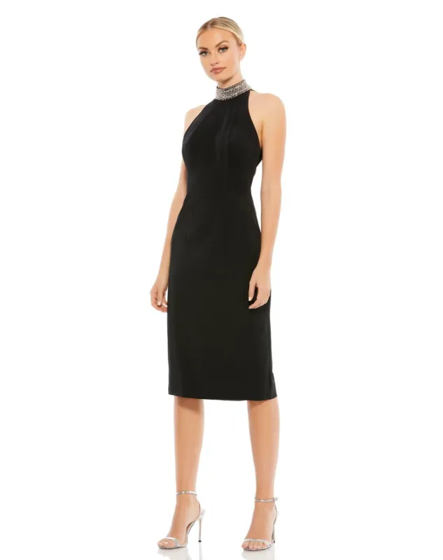 Open Back Jeweled Halter Midi Dress sold by Lord & Taylor
