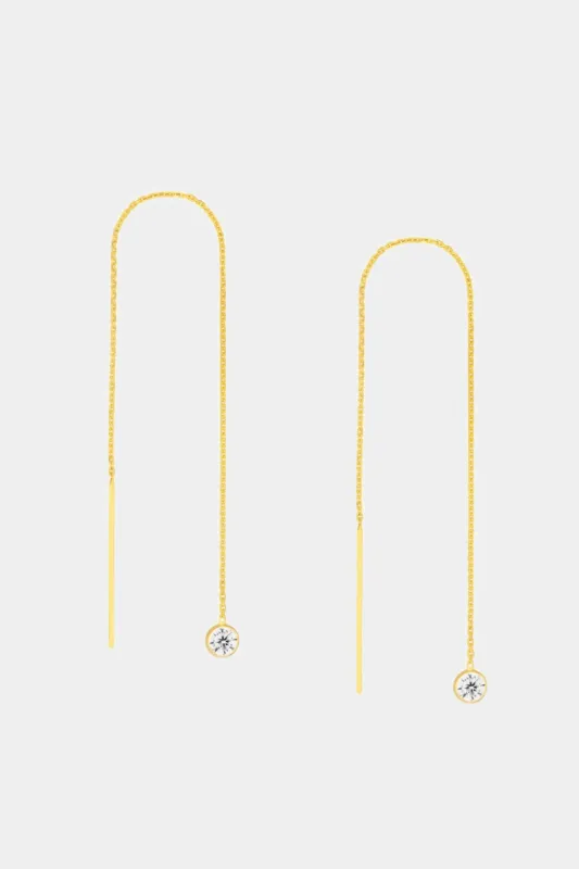 Bezel Set CZ Threader Earrings sold by Lord & Taylor