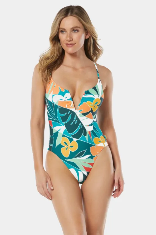 Floral Print V-Wire One Piece Swimsuit sold by Lord & Taylor