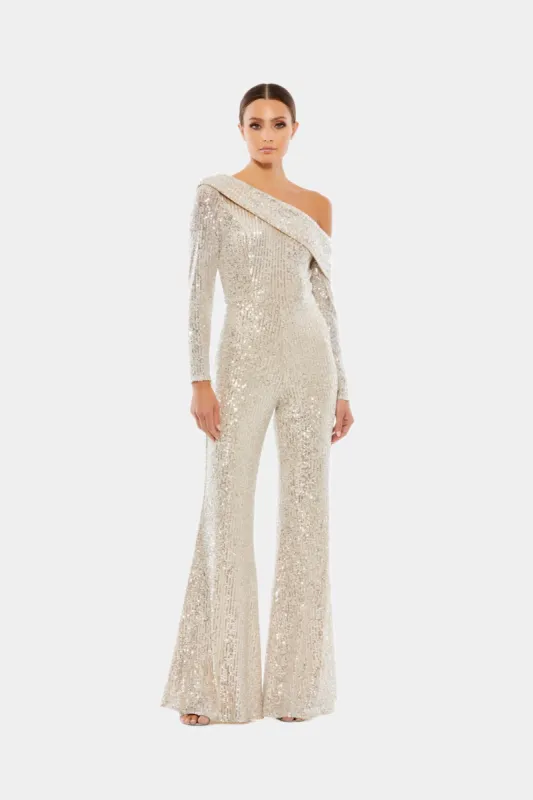 Sequined Drop Shoulder Long Sleeve Jumpsuit sold by Lord & Taylor