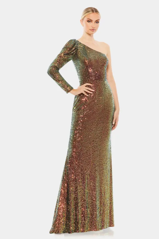 Sequined One Shoulder Trumpet Gown sold by Lord & Taylor