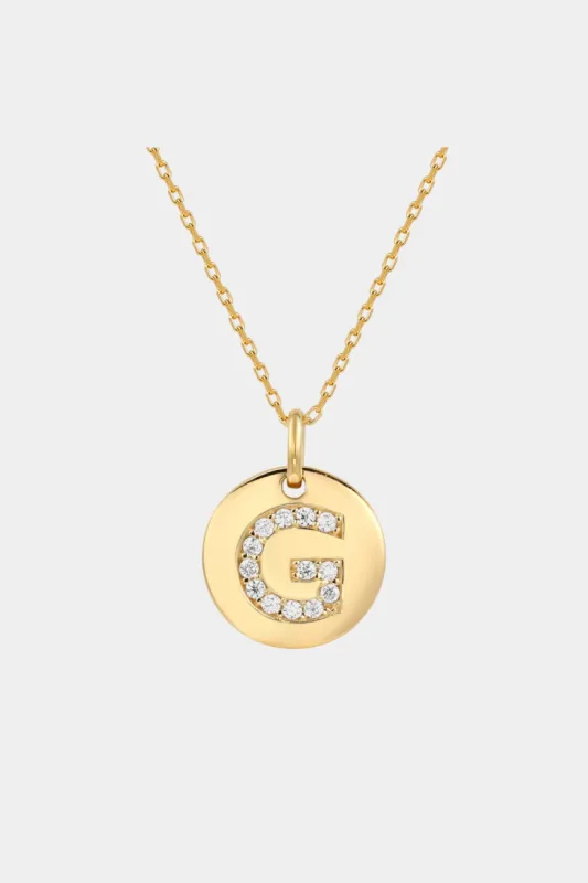 Yellow Sterling Silver Cubic Zirconia Letter Initial Disc Pendant Necklace sold by Lord & Taylor