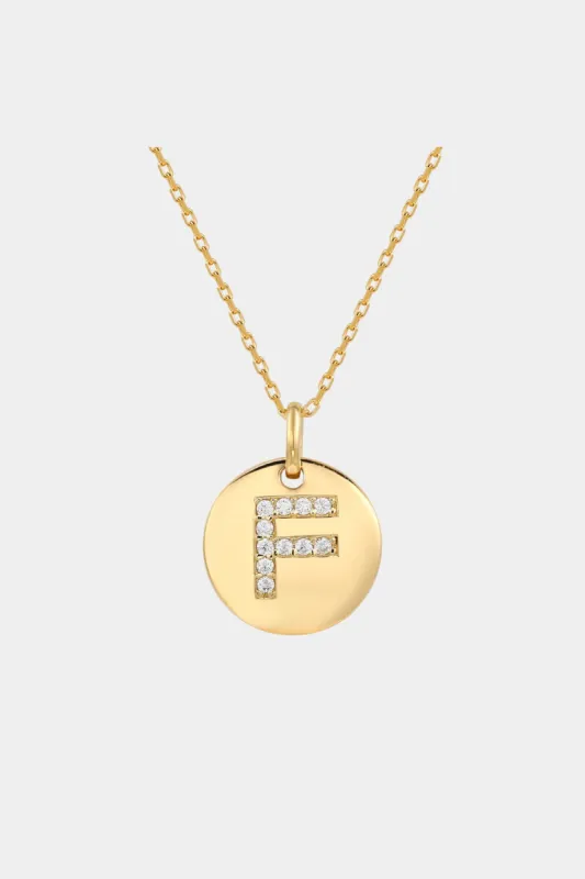 Yellow Sterling Silver Cubic Zirconia Letter Initial Disc Pendant Necklace sold by Lord & Taylor