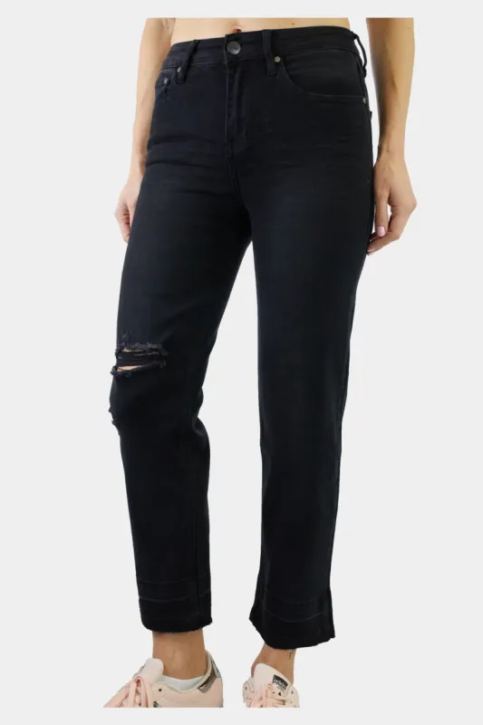 High Rise Straight Leg Wide Released Hem Jeans sold by Lord & Taylor