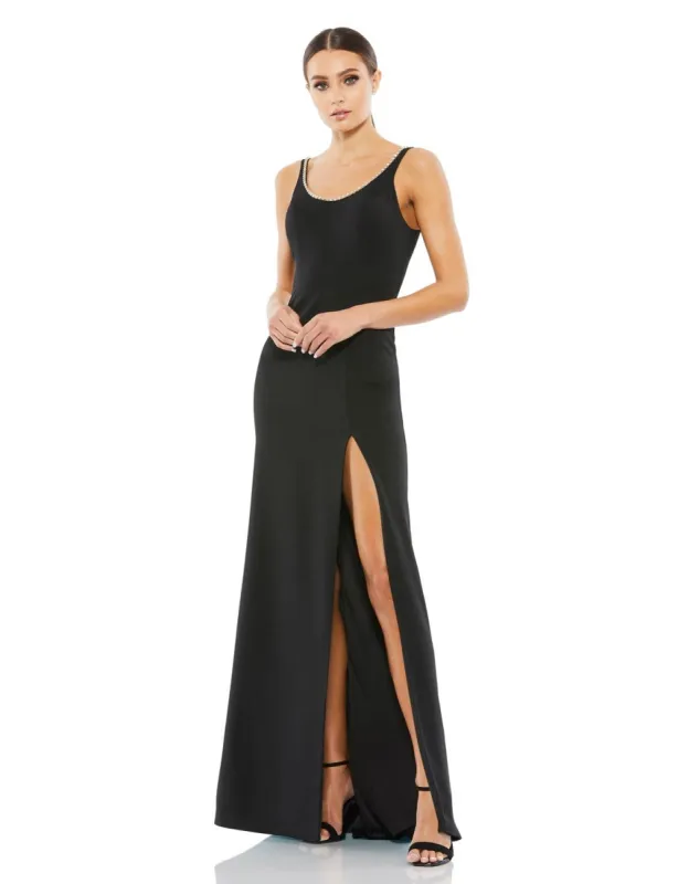 Sleeveless Beaded Scoop Neckline Column Gown sold by Lord & Taylor