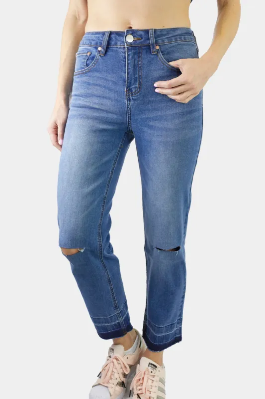 High Rise Raw Hem Cropped Kickflare Jeans sold by Lord & Taylor