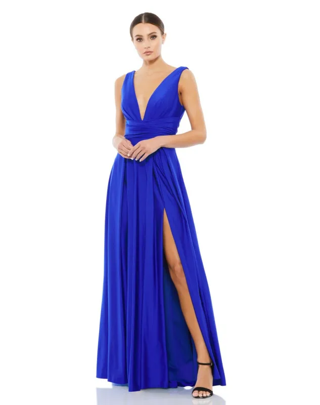 Sleeve Deep V neck A-line Gown sold by Lord & Taylor