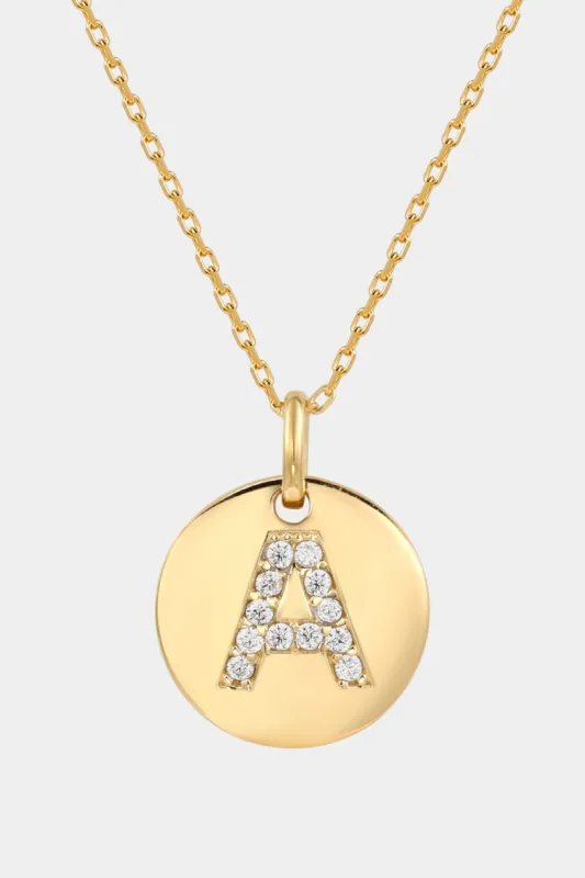 Yellow Sterling Silver Cubic Zirconia Letter Initial Disc Pendant Necklace sold by Lord & Taylor