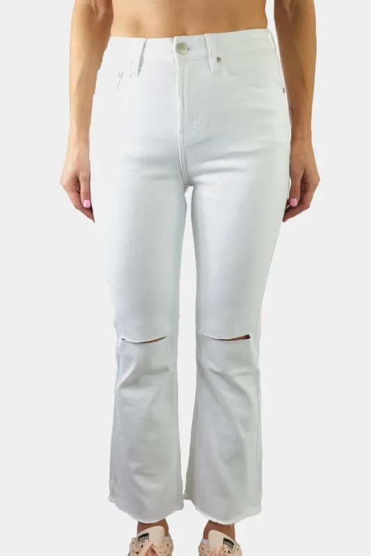 Raw Hem Knee Slit Cropped Kickflare Jeans sold by Lord & Taylor