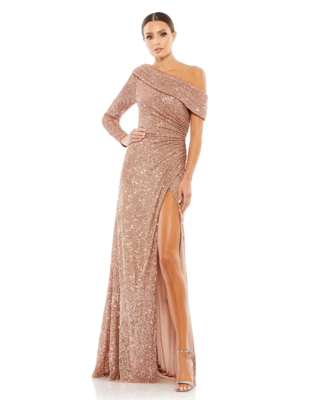 Sequined Drop Shoulder Faux Wrap Gown sold by Lord & Taylor