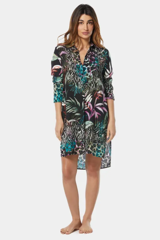 Organic Bloom Tie Front Shirt Cover Up made by Carmen Marc Valvo