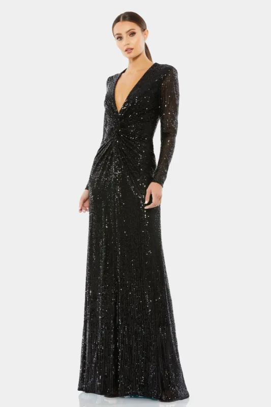 Sequined Front Knot Long Sleeve Gown sold by Lord & Taylor