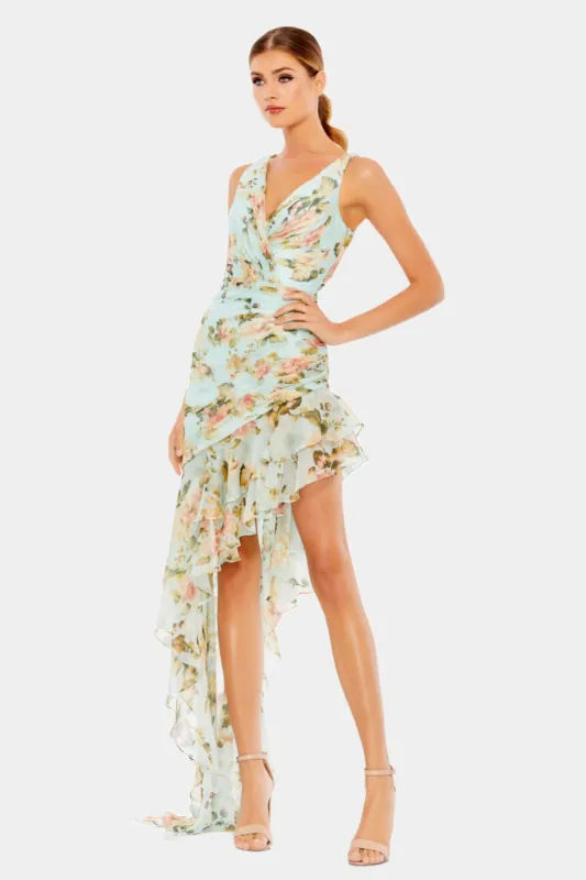 Floral Print Asymmetrical Ruffle High-Low Hem Dress sold by Lord & Taylor