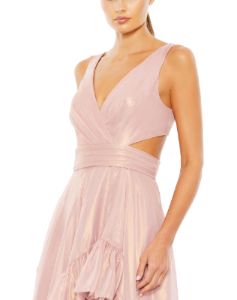 Sleeveless Cut Out High Low Ruffled Hem Gown sold by Lord & Taylor