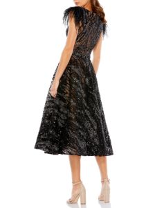 Feather Shoulder A Line Midi Dress sold by Lord & Taylor