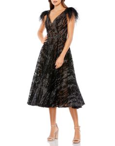 Feather Shoulder A Line Midi Dress sold by Lord & Taylor