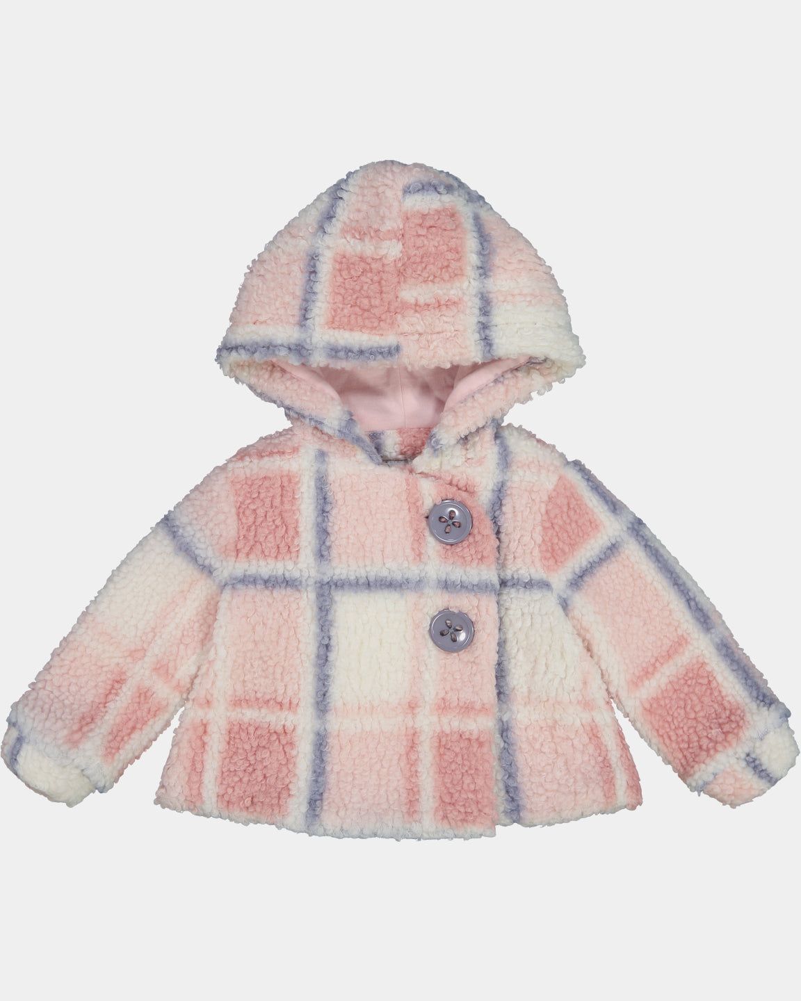 Girls Plaid Printed Hooded Sherpa Jacket sold by Lord & Taylor