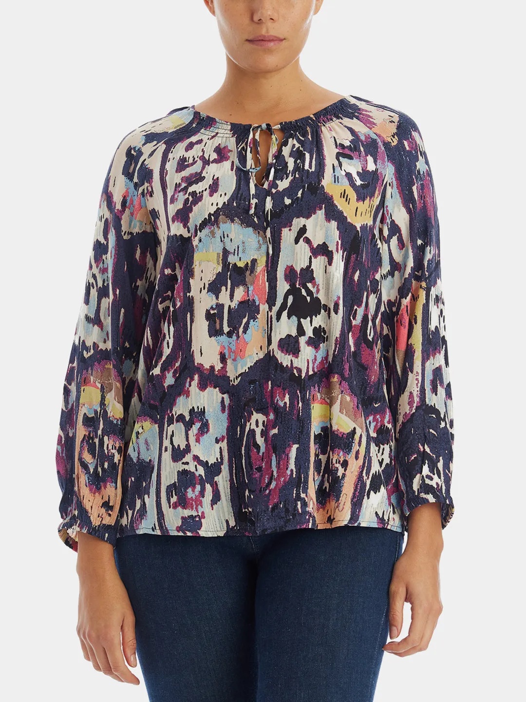 Medallion Mix Keyhole Blouse sold by Lord & Taylor