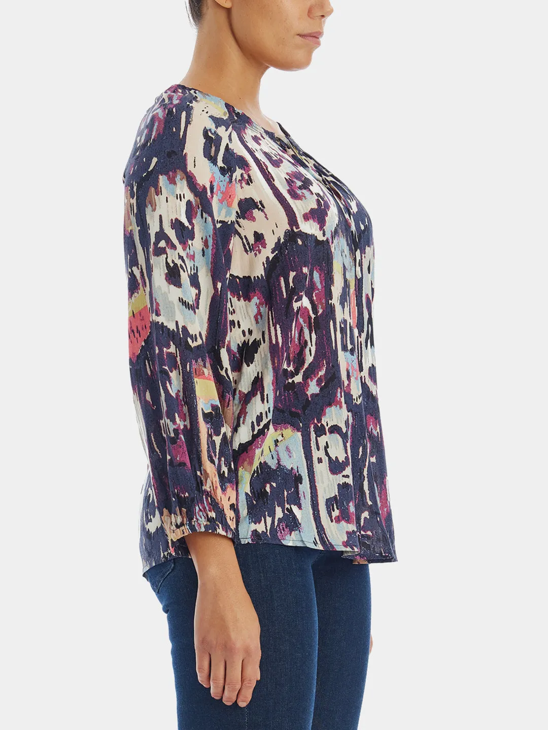 Medallion Mix Keyhole Blouse sold by Lord & Taylor product image thumbnail 5