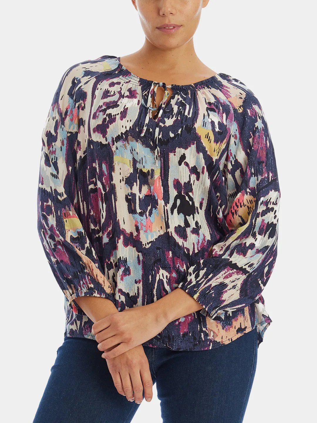 Medallion Mix Keyhole Blouse sold by Lord & Taylor product image thumbnail 2