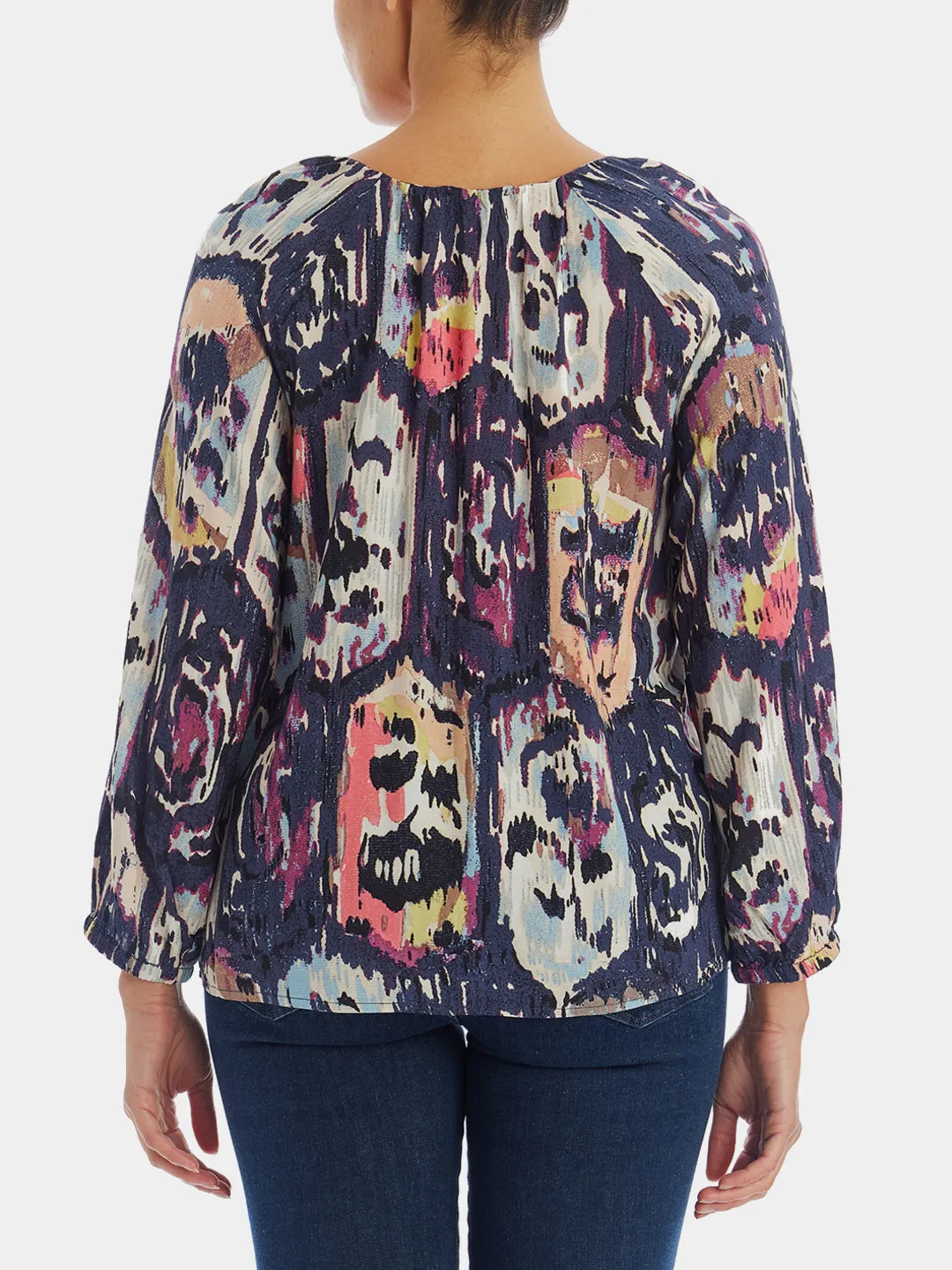 Medallion Mix Keyhole Blouse sold by Lord & Taylor product image thumbnail 4