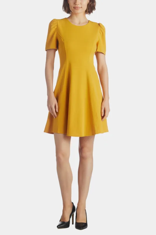 Scuba Crepe A-Line Puff Sleeve Dress sold by Lord & Taylor