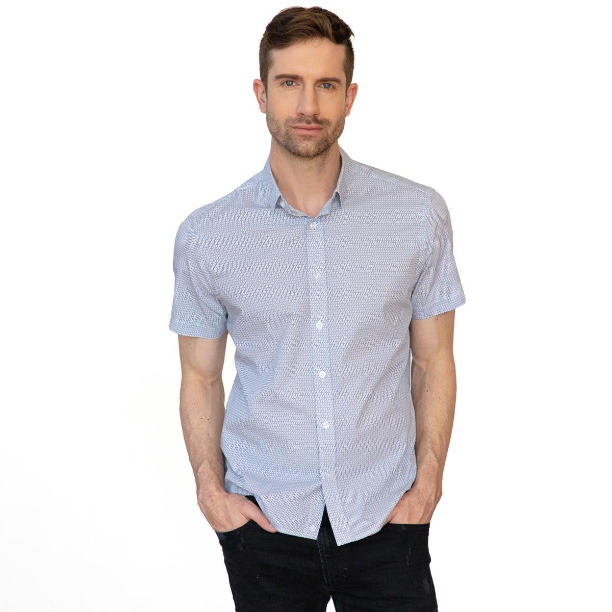 Waves Short Sleeve Button Down Shirt sold by Lord & Taylor product image thumbnail 5