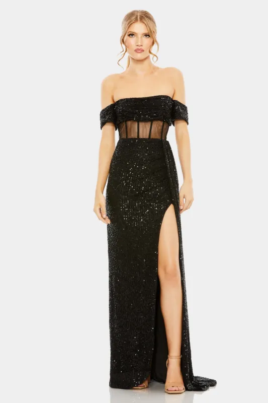 Sheer Corset Waist Sequin Gown sold by Lord & Taylor