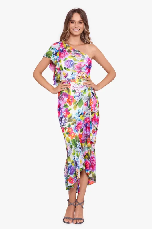 Chiffon Print One Shoulder Midi Dress sold by Lord & Taylor