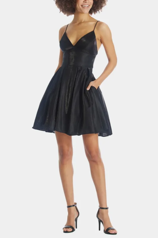 Short Galaxy Glitter V-Neck Dress sold by Lord & Taylor