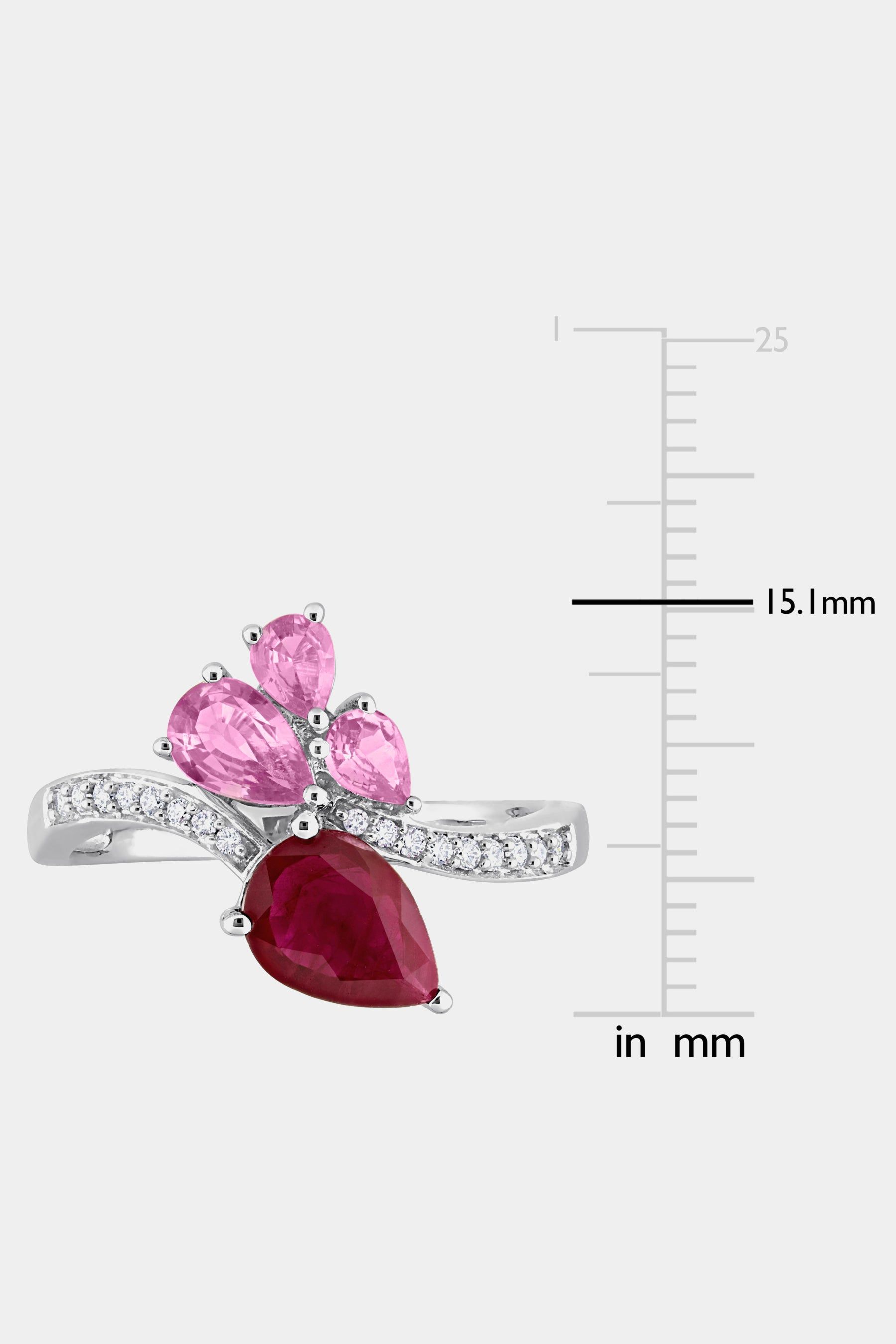 Pear Shape Ruby Pink Sapphire and Diamond Ring in 14K White Gold sold by Lord & Taylor product image thumbnail 5