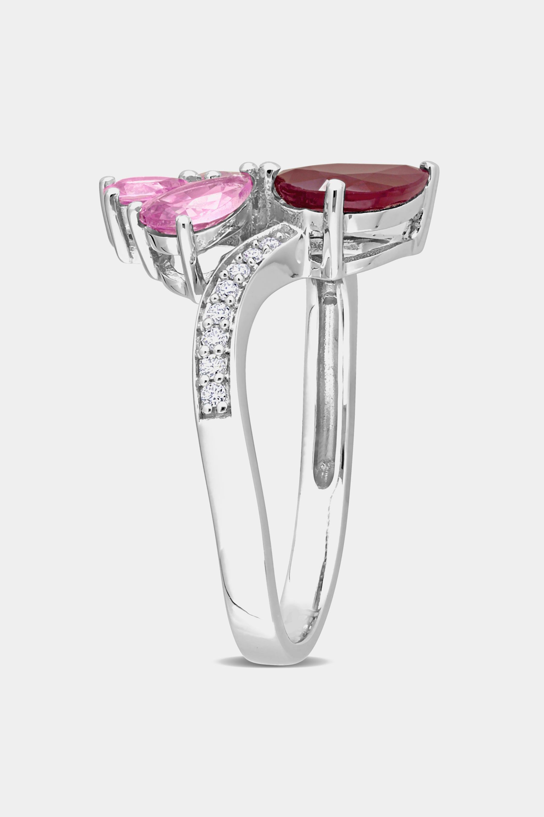 Pear Shape Ruby Pink Sapphire and Diamond Ring in 14K White Gold sold by Lord & Taylor product image thumbnail 6