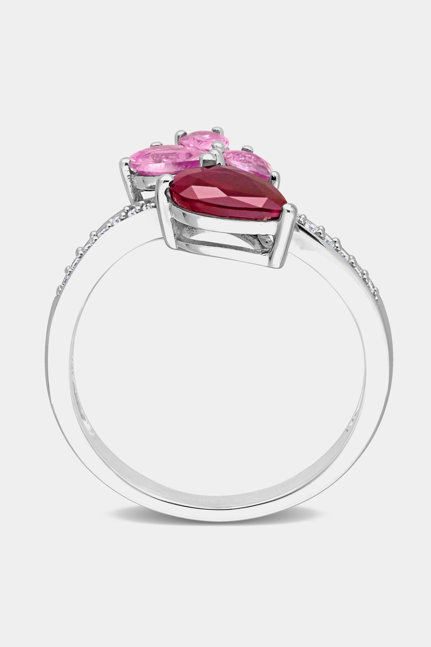 Pear Shape Ruby Pink Sapphire and Diamond Ring in 14K White Gold sold by Lord & Taylor product image thumbnail 4