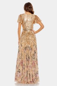 Flounce Sleeve V Neck Gown sold by Lord & Taylor
