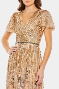 Flounce Sleeve V Neck Gown sold by Lord & Taylor