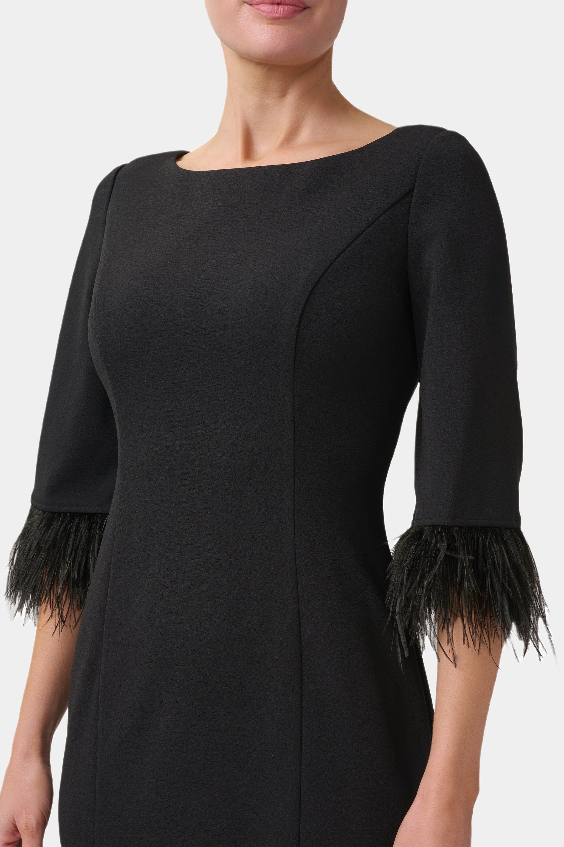 Feather Trimmed Crepe Sheath sold by Lord & Taylor product image thumbnail 5
