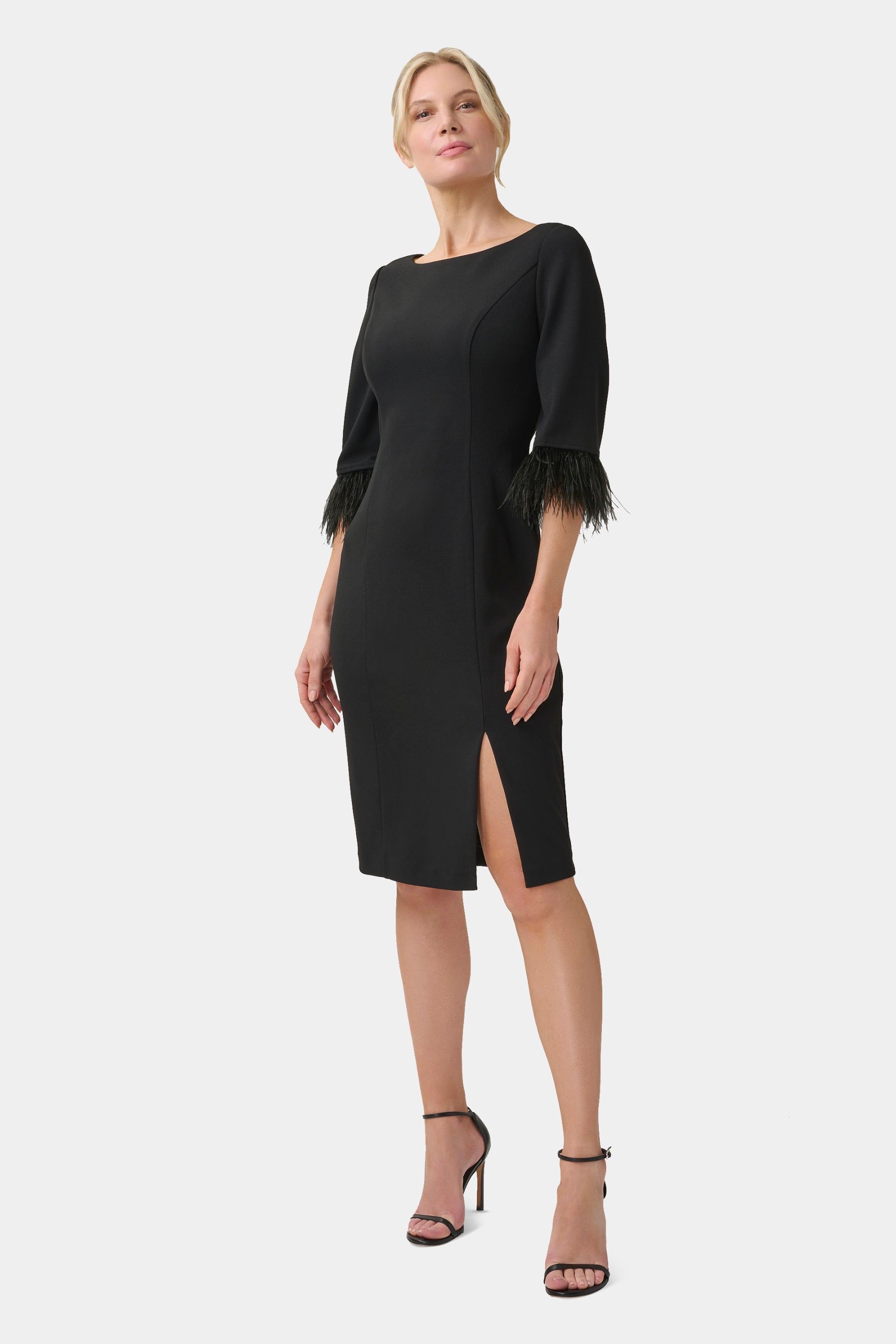 Feather Trimmed Crepe Sheath sold by Lord & Taylor product image thumbnail 3