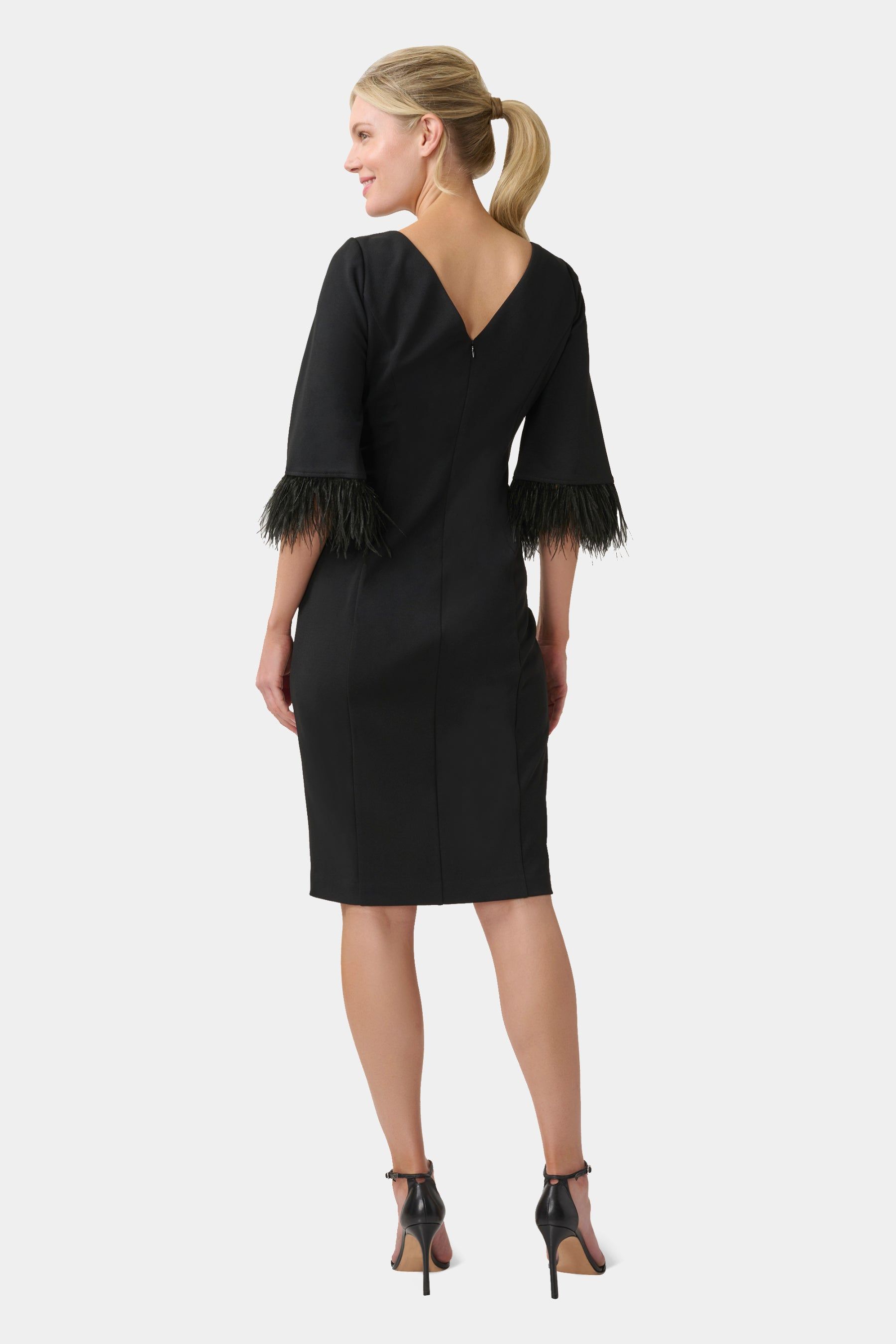 Feather Trimmed Crepe Sheath sold by Lord & Taylor product image thumbnail 4