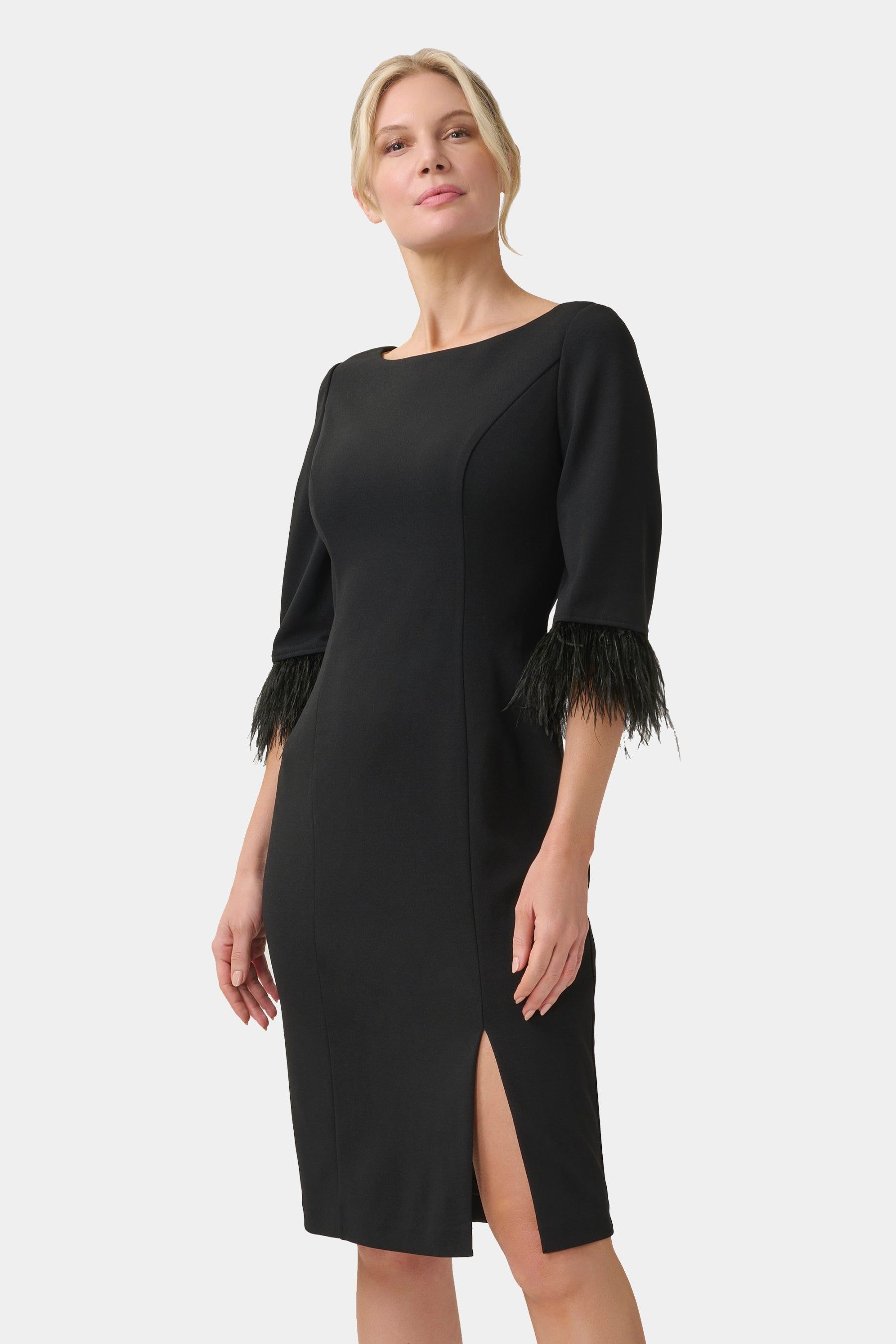 Feather Trimmed Crepe Sheath sold by Lord & Taylor