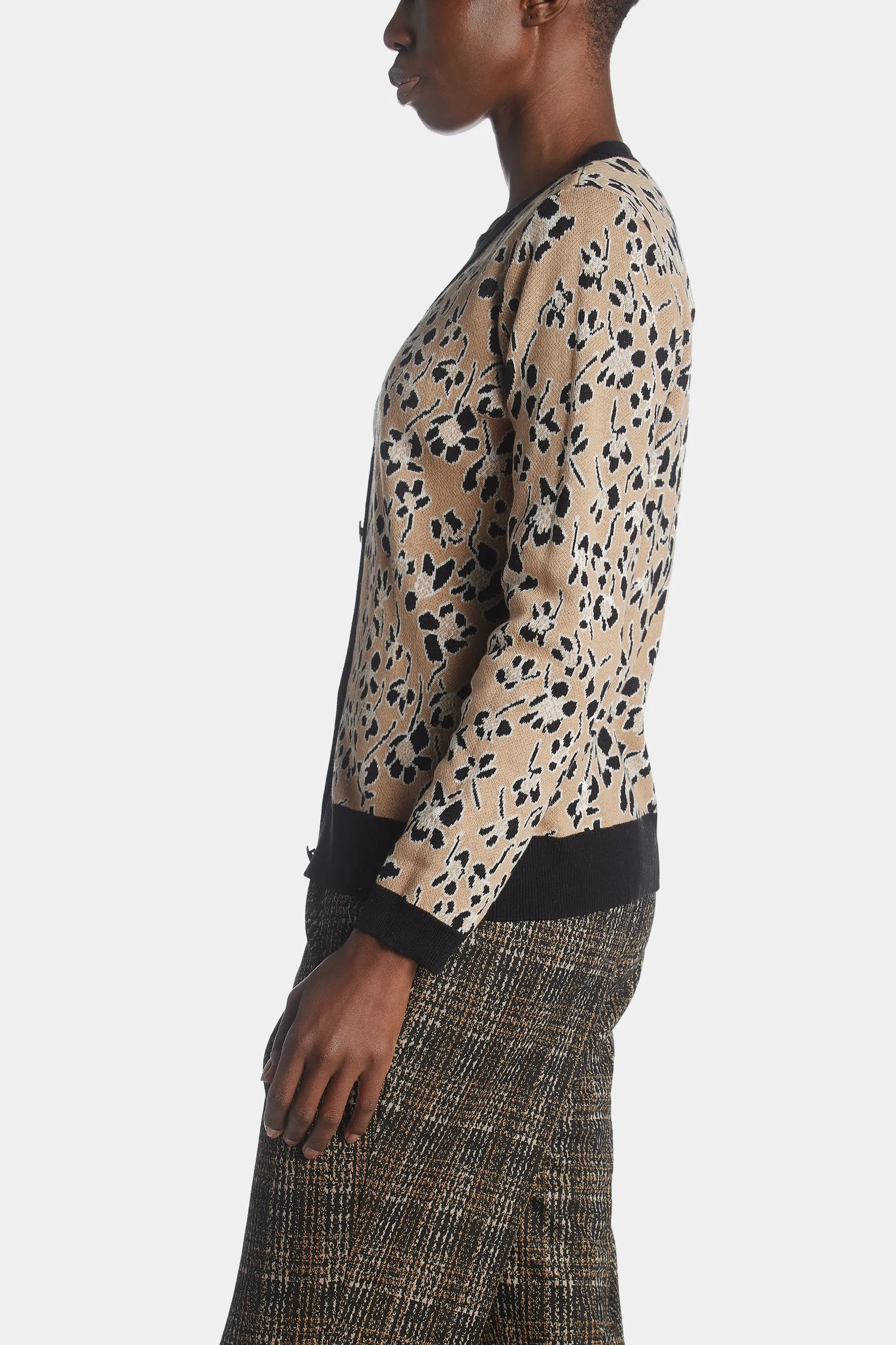 Jaquard Cardigan with Solid Placket sold by Lord & Taylor product image thumbnail 4