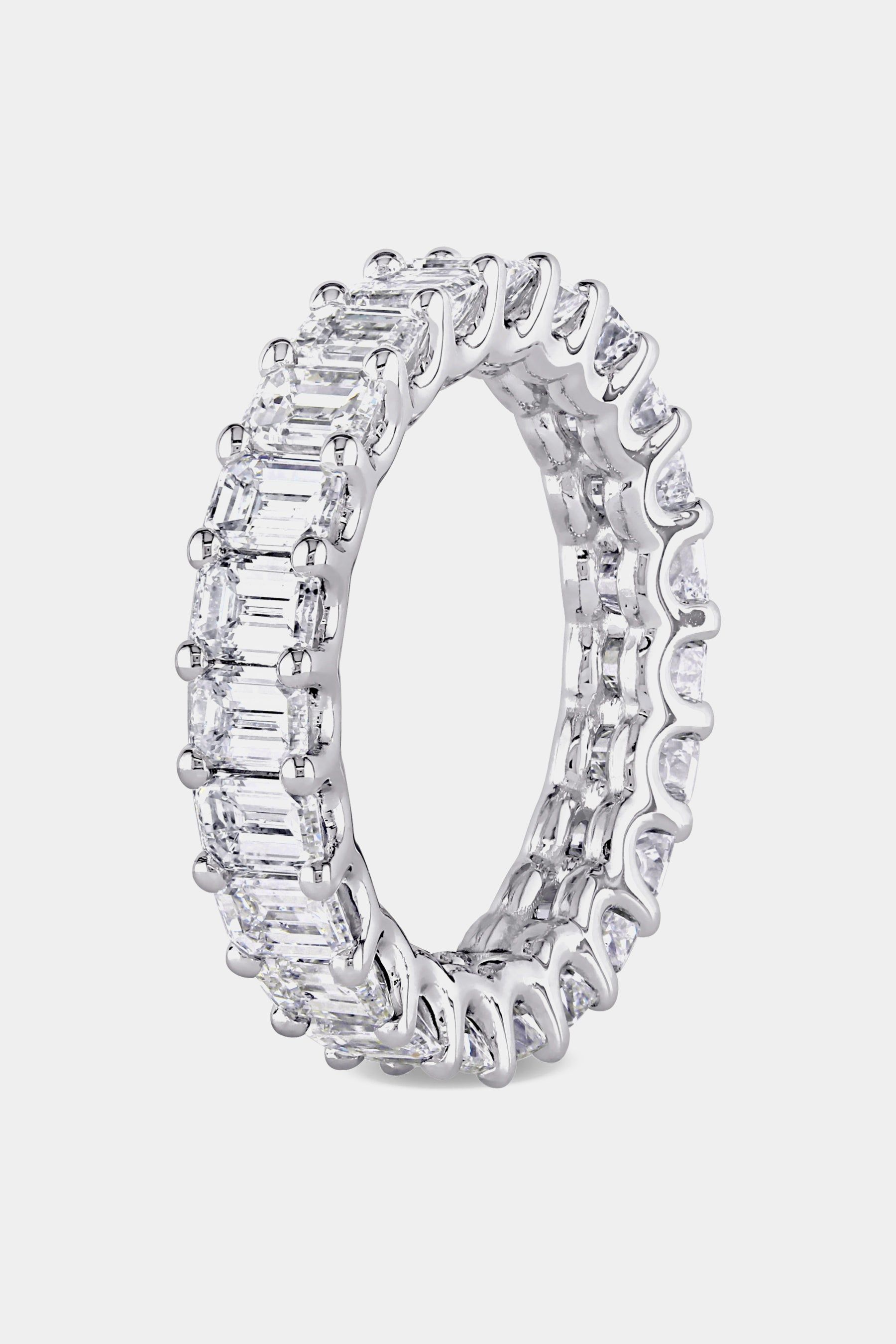 Diamond Emerald Cut Eternity Ring Set in 18k White Gold sold by Lord & Taylor product image thumbnail 4