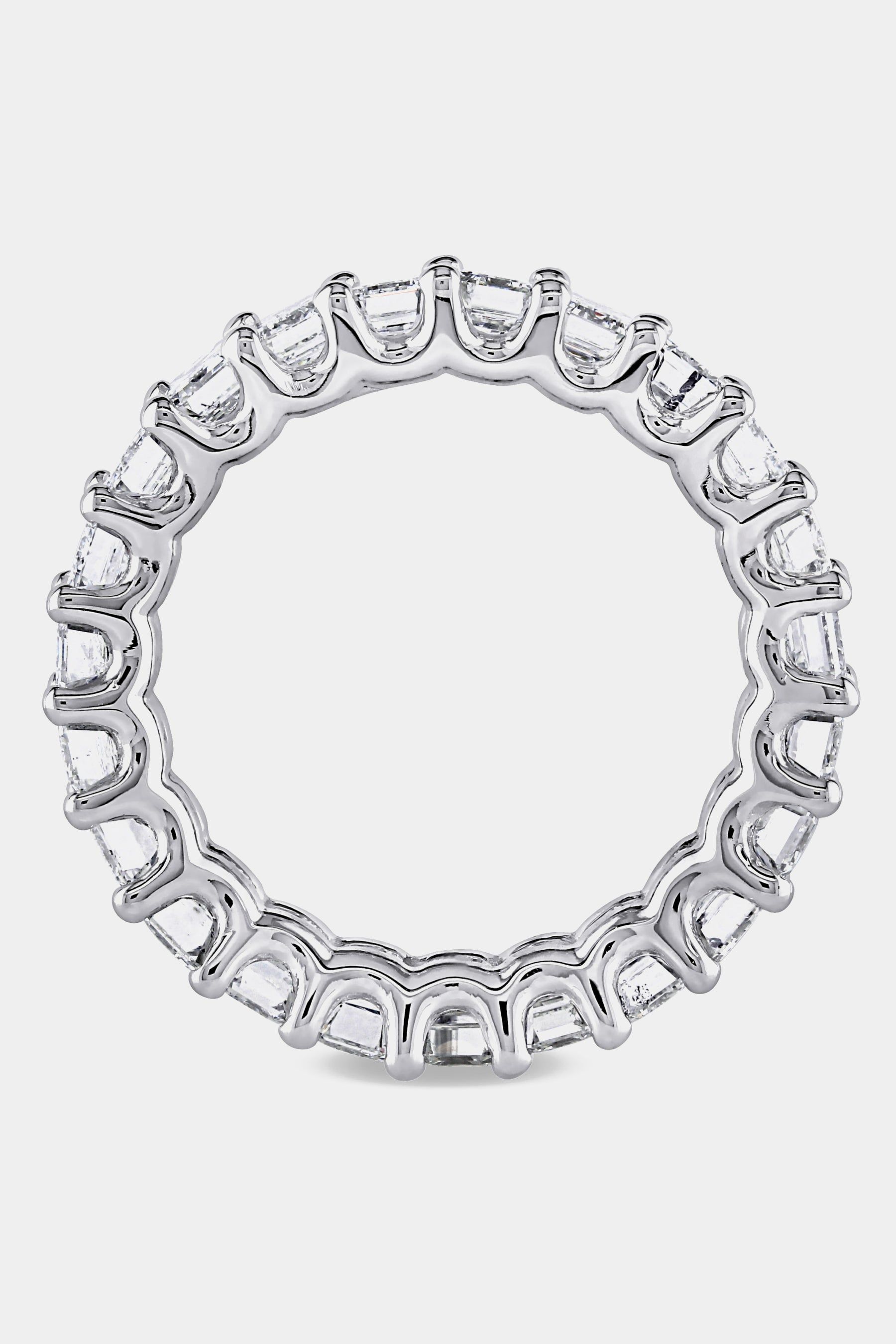 Diamond Emerald Cut Eternity Ring Set in 18k White Gold sold by Lord & Taylor product image thumbnail 2