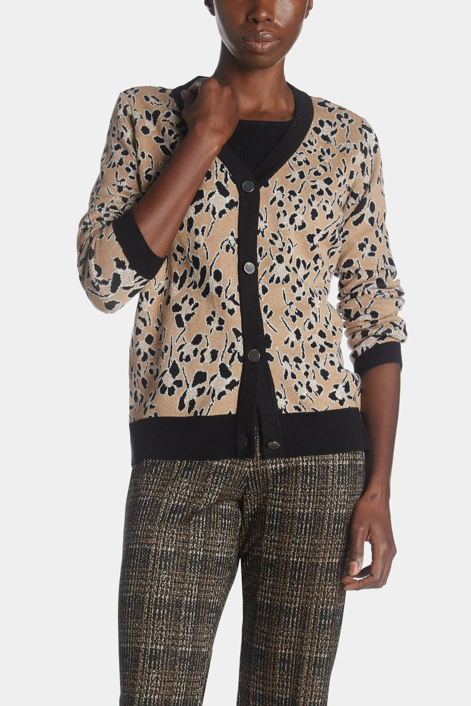 Jaquard Cardigan with Solid Placket sold by Lord & Taylor product image thumbnail 3