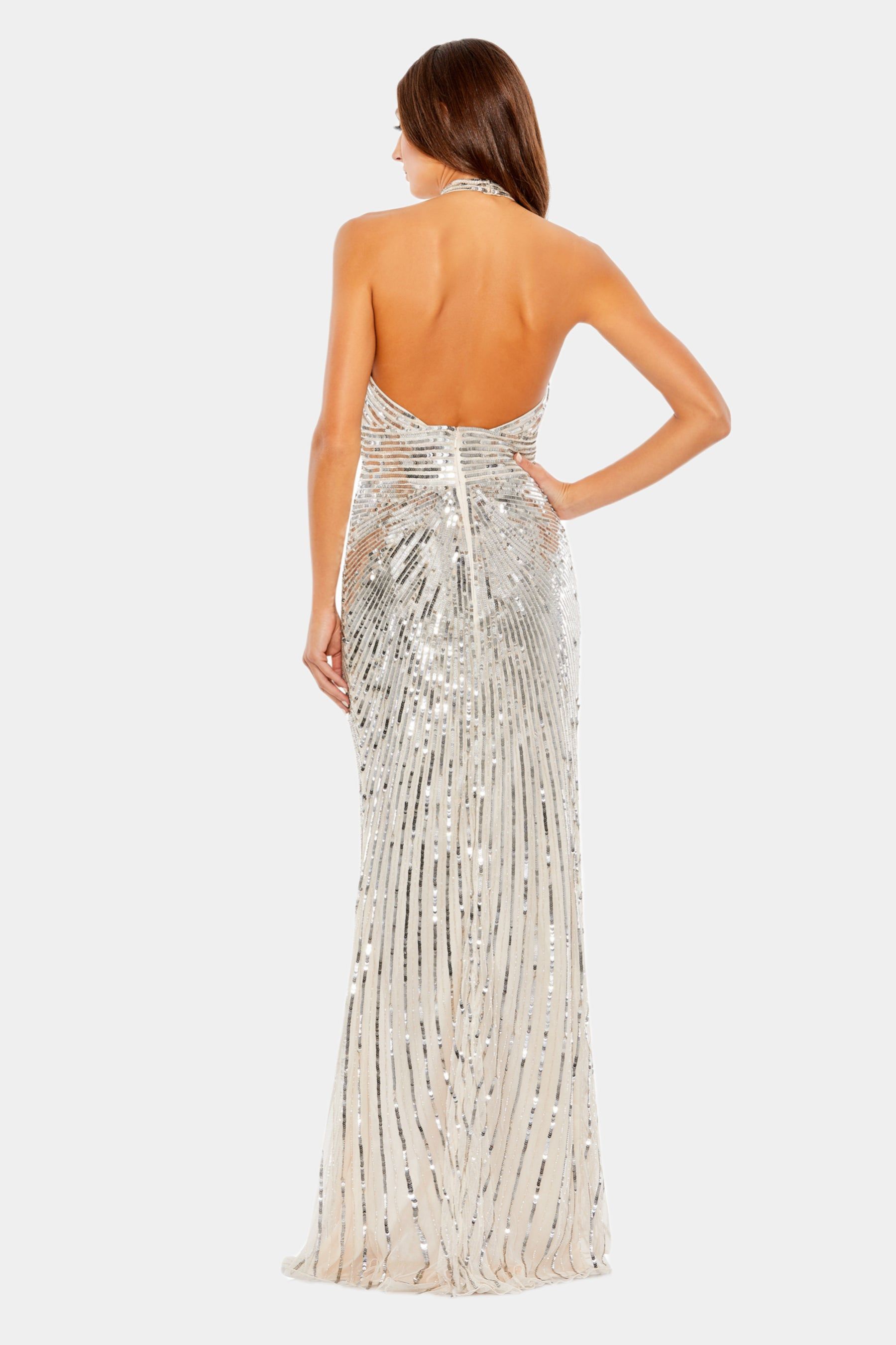 Embellished Keyhole Halter Strap Draped Gown sold by Lord & Taylor product image thumbnail 4