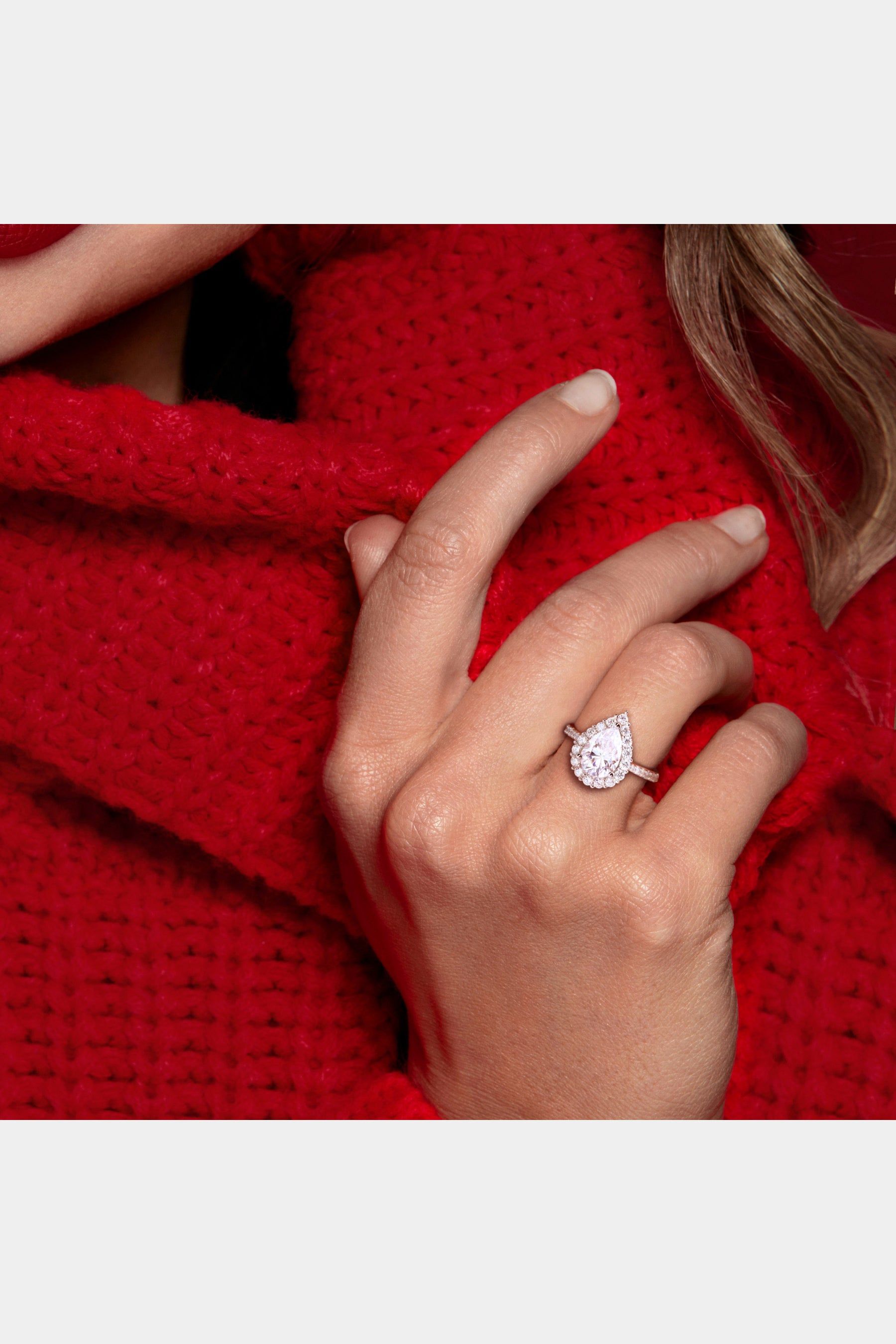 Pear-Cut Moissanite Halo Ring sold by Lord & Taylor