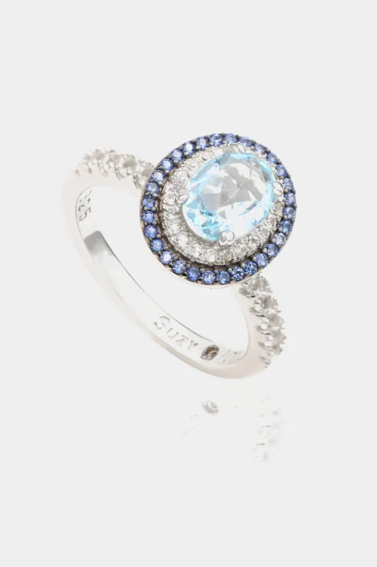 Sterling Silver Topaz Oval Cut Halo Ring sold by Lord & Taylor
