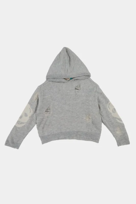 Girls Skull Distressed Sweater sold by Lord & Taylor
