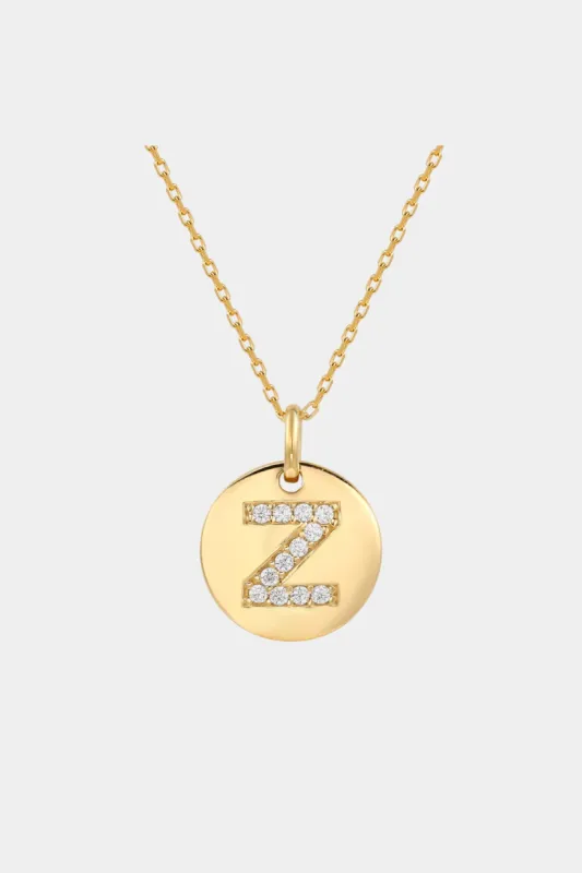 Yellow Sterling Silver Cubic Zirconia Letter Initial Disc Pendant Necklace sold by Lord & Taylor